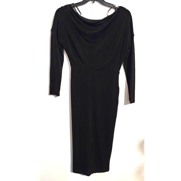 Alexia Admor Leena Draped One Shoulder Midi Dress Black Medium - Picture 2 of 9